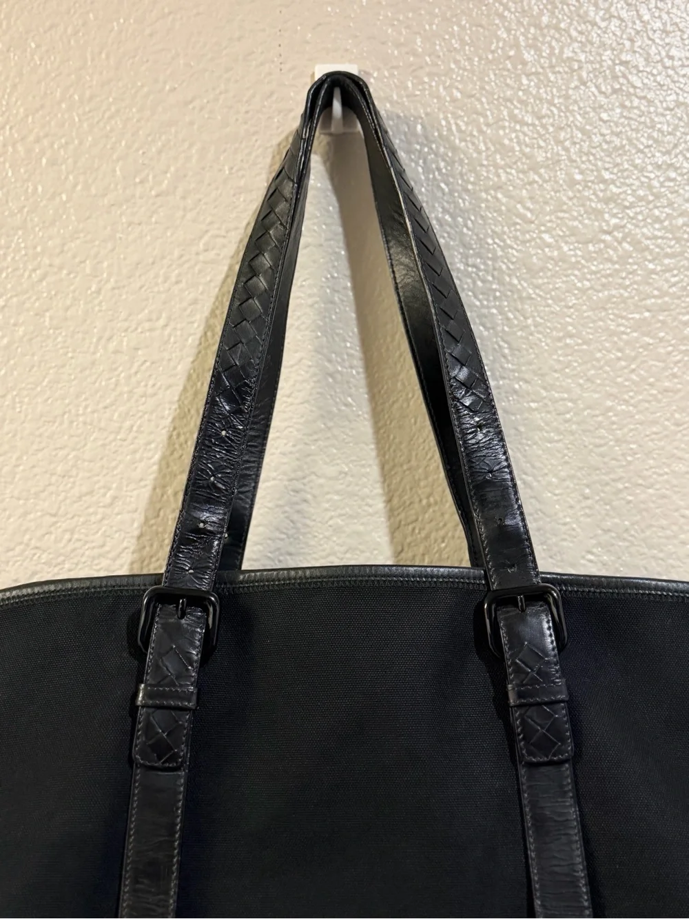Bottega Veneta Black Solid Double Handles Black Hardware Tote Bag